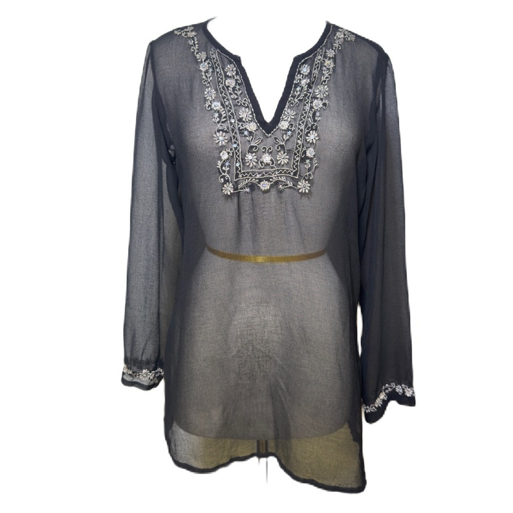 Yaya Woman’s Sheer Boho Blouse Size M